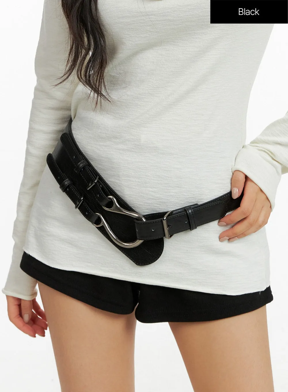 Faux Leather Waist Buckle Belt CF407