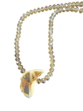 Focal Center Agate Pendant Necklace with Crystals