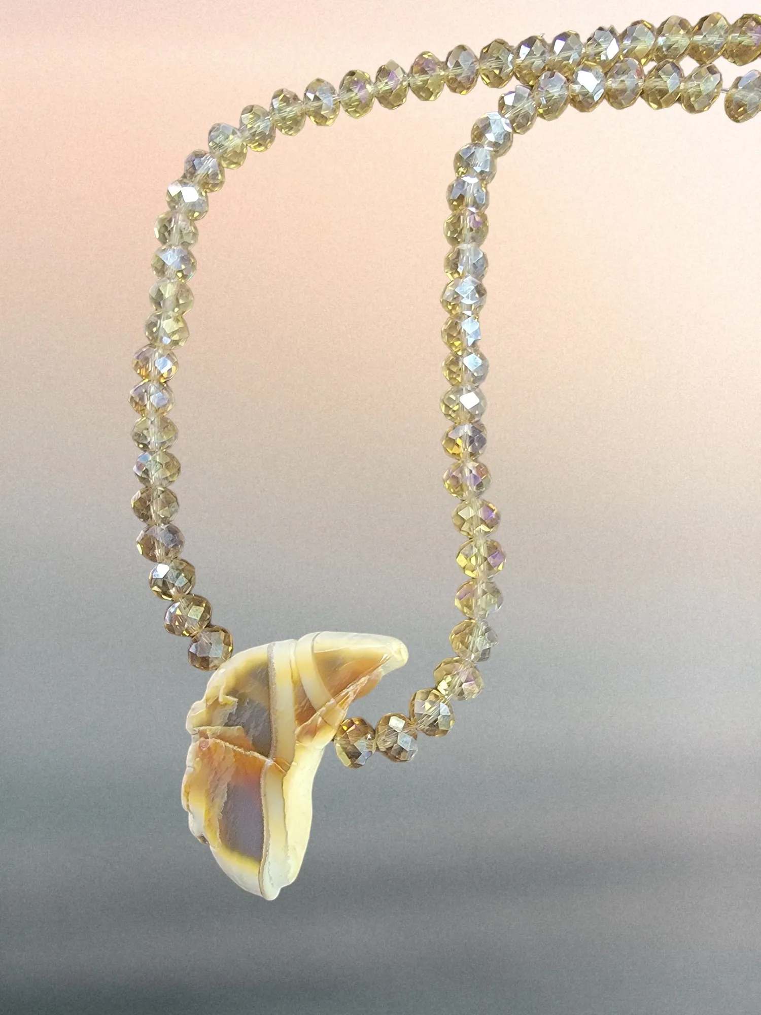 Focal Center Agate Pendant Necklace with Crystals