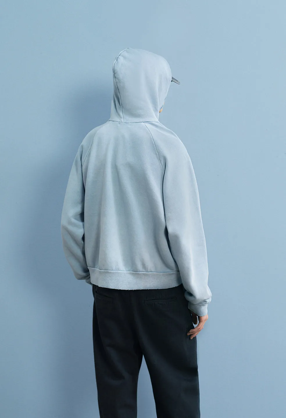 Folsom Cropped Raglan Hoodie / Vintage Dusty Blue