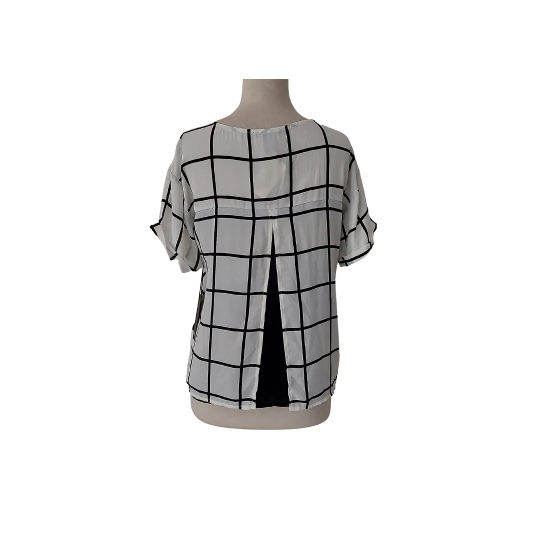 Forever Black & White Square-print Top | Brand New |