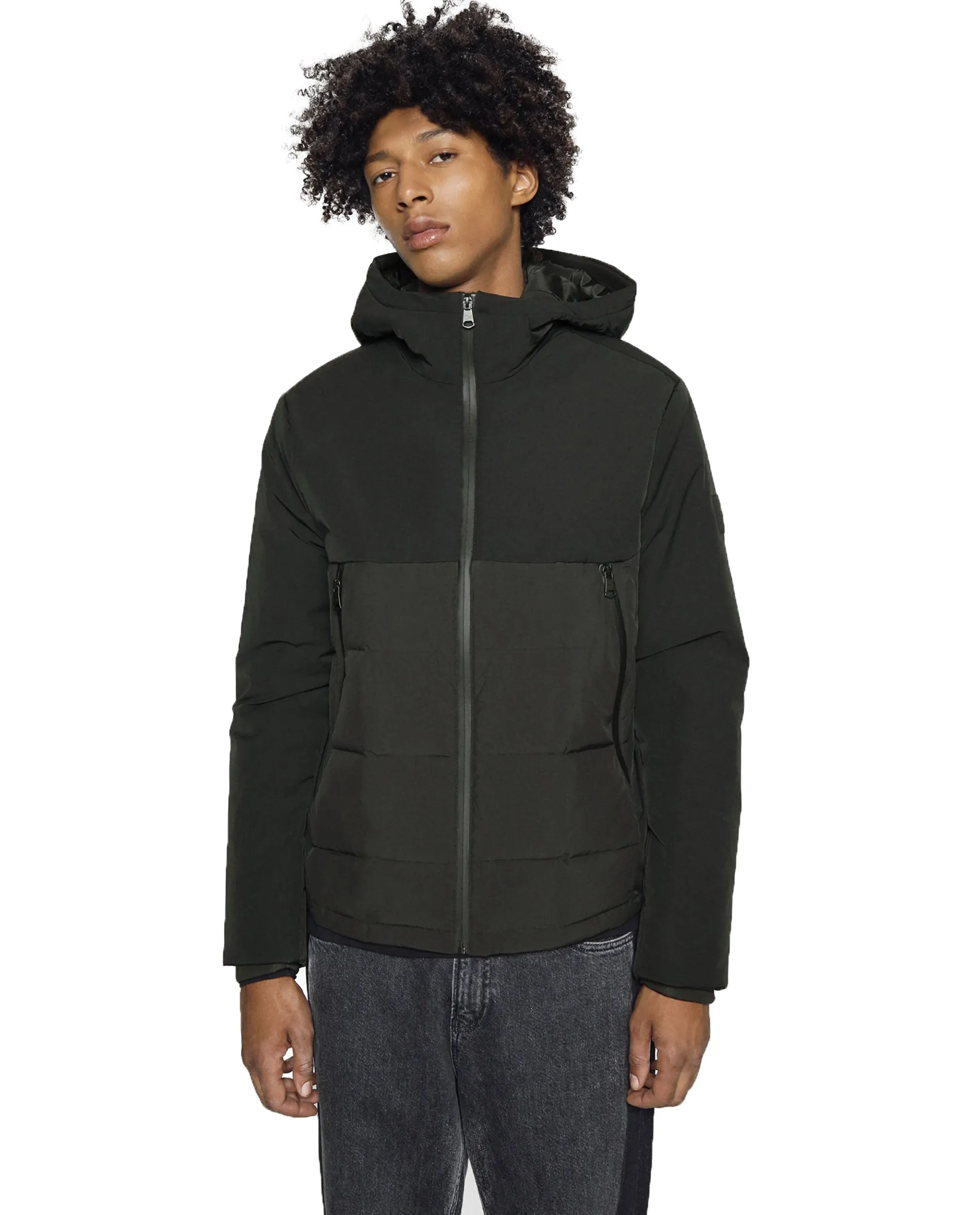 Giacca Uomo Calvin Klein Softshell Mix Media Hood Nero