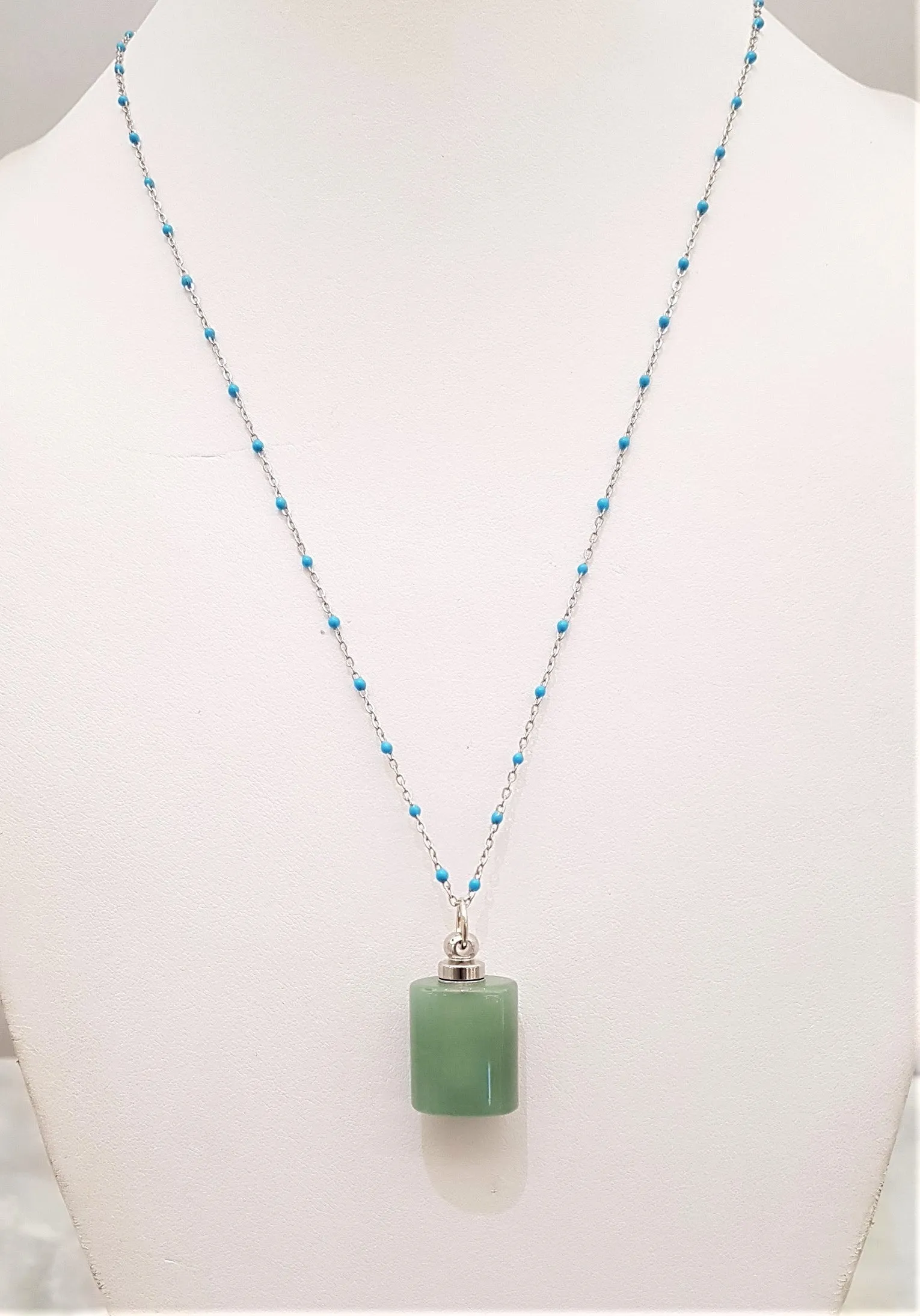 Green Jade Square Essential Oil Bottle Pendant