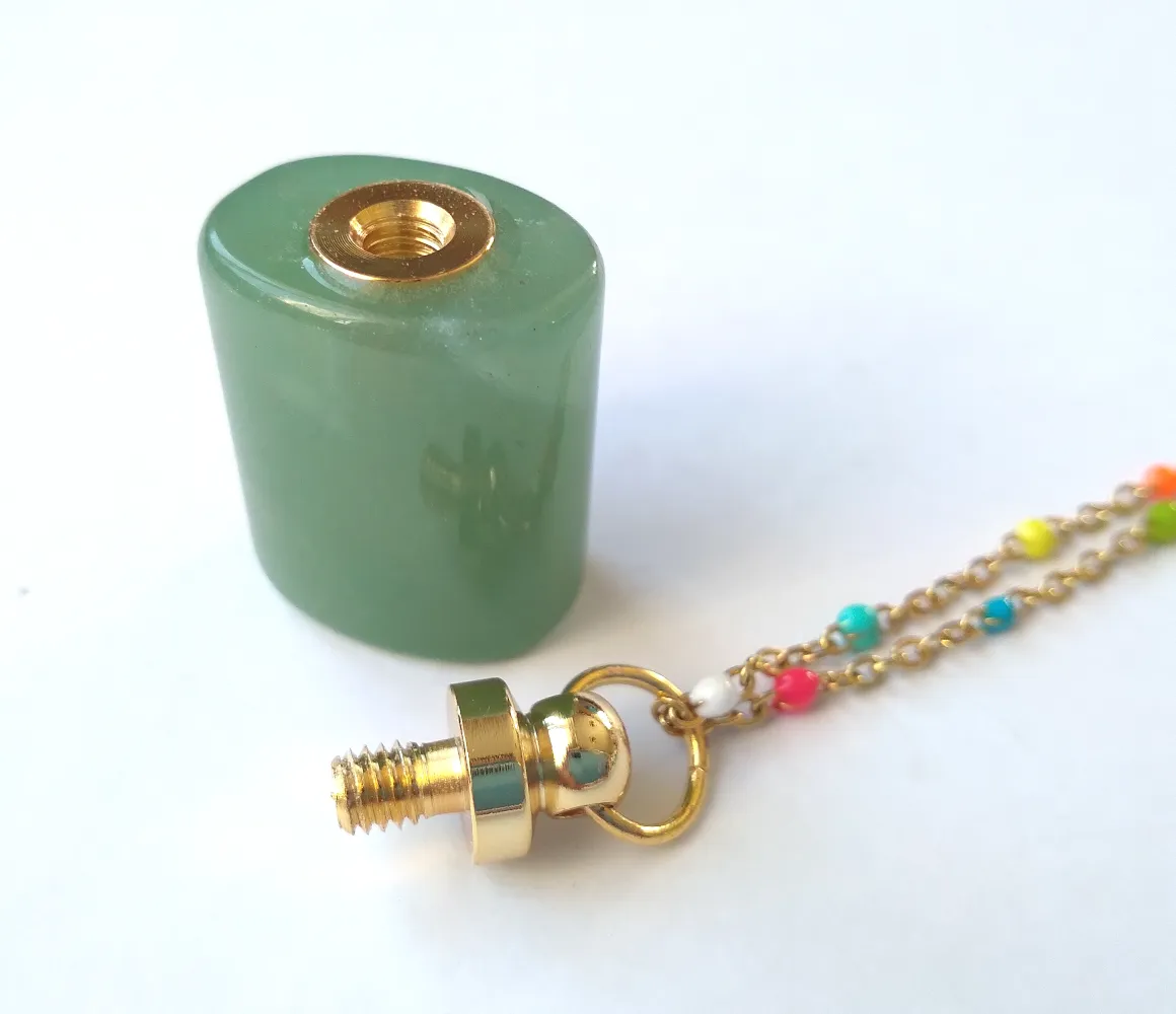 Green Jade Square Essential Oil Bottle Pendant