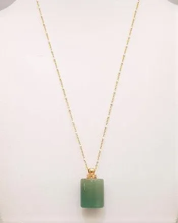 Green Jade Square Essential Oil Bottle Pendant