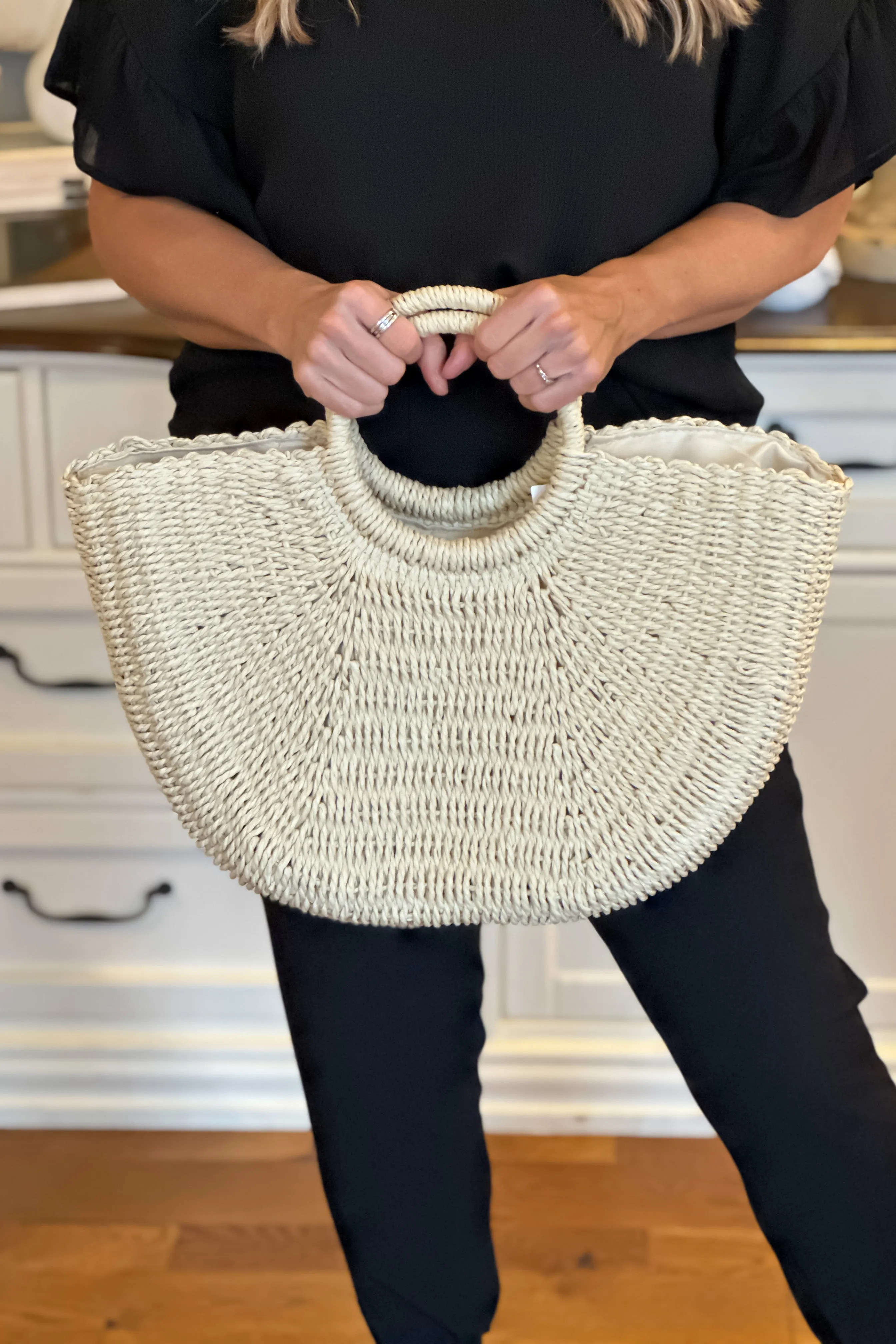 Hampton Strolls Woven Tote Bag : Light Natural