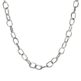 Hand Carved Small Link Necklace in Silver