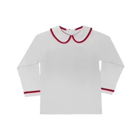 Henry Duvall - Long Sleeve Henry Peter in White with Oxford Red Trim LAST ONE 0-6m