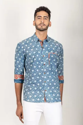 Indigo-Colored Daboo Printed Shirt