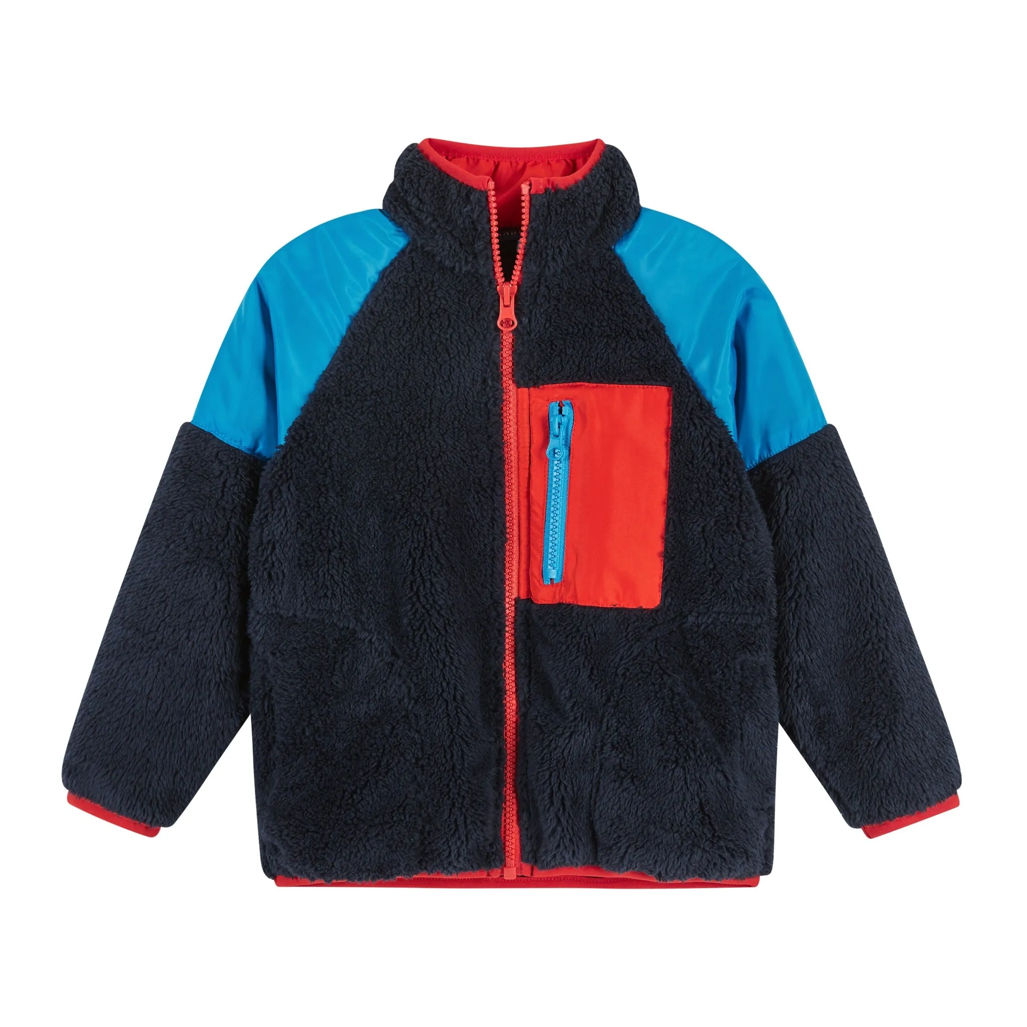 Infant Navy Sherpa Zip-Up w/Pop Details  | Navy