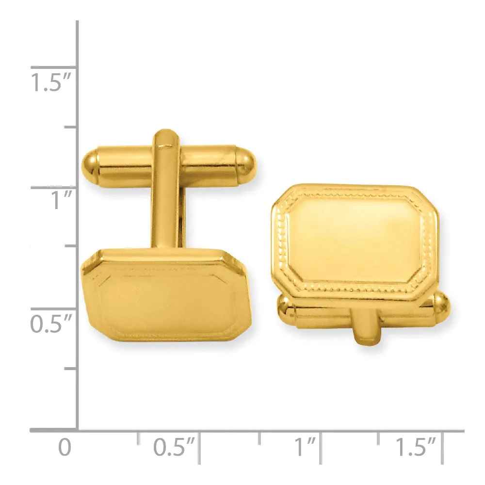 Kelly Waters Gold-plated Polished Rectangle Engravable Cuff Links