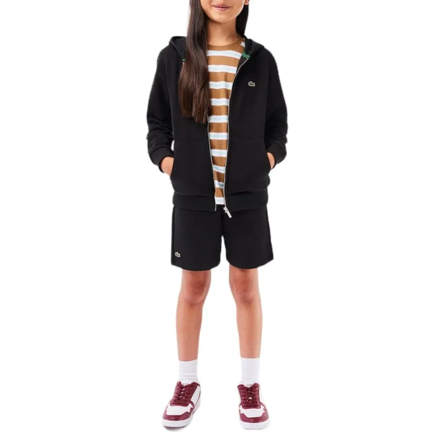 Kids Lacoste Kangaroo Pocket Zip-Up Hoodie (Black) SJ9723-51