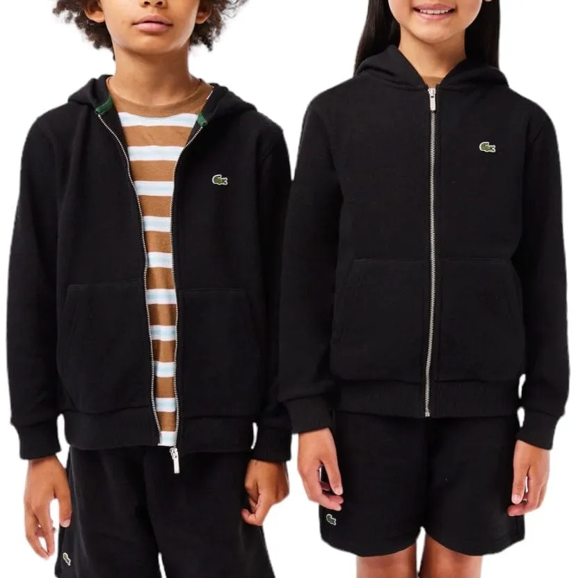 Kids Lacoste Kangaroo Pocket Zip-Up Hoodie (Black) SJ9723-51