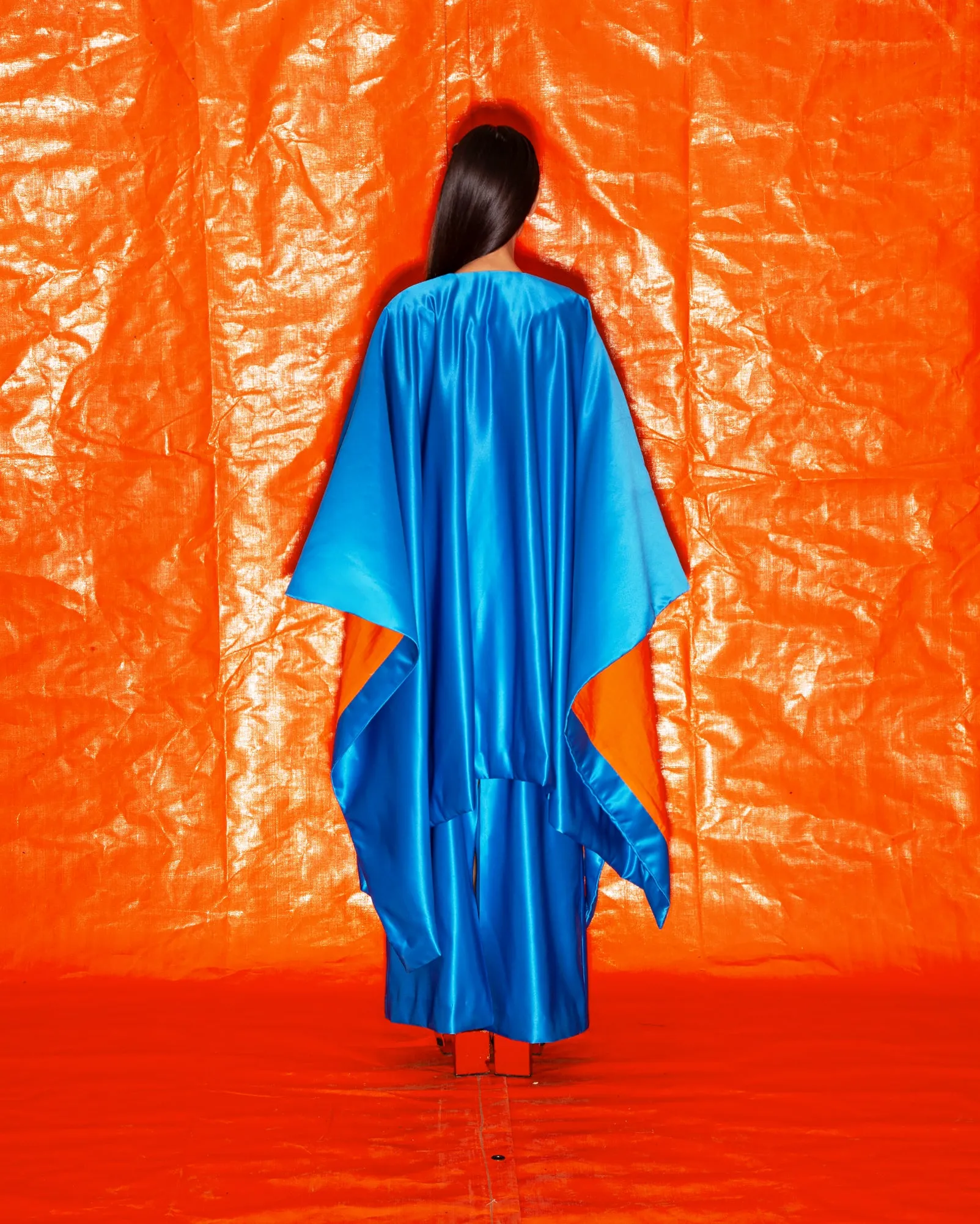 Kurung Kaftan Tarpaulin (Blue Orange)