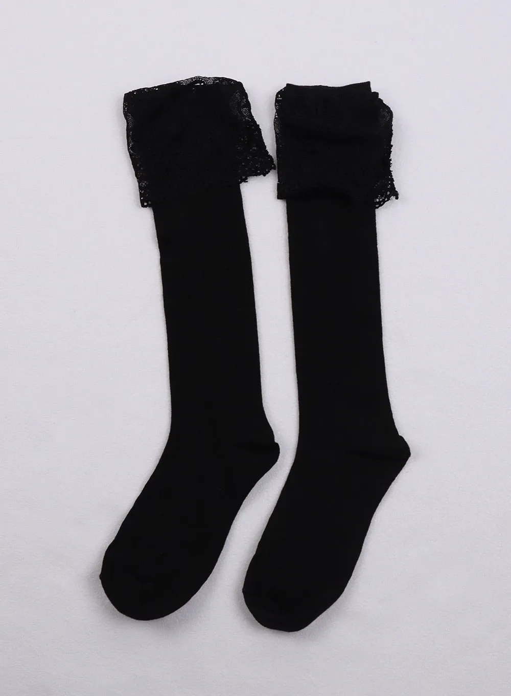 Lace Trim Over-Calf Socks CJ423