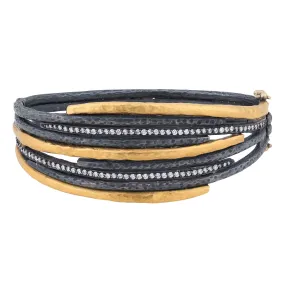 Lika Behar Zebra Diamond Bracelet in 24K Gold & Oxidized Silver