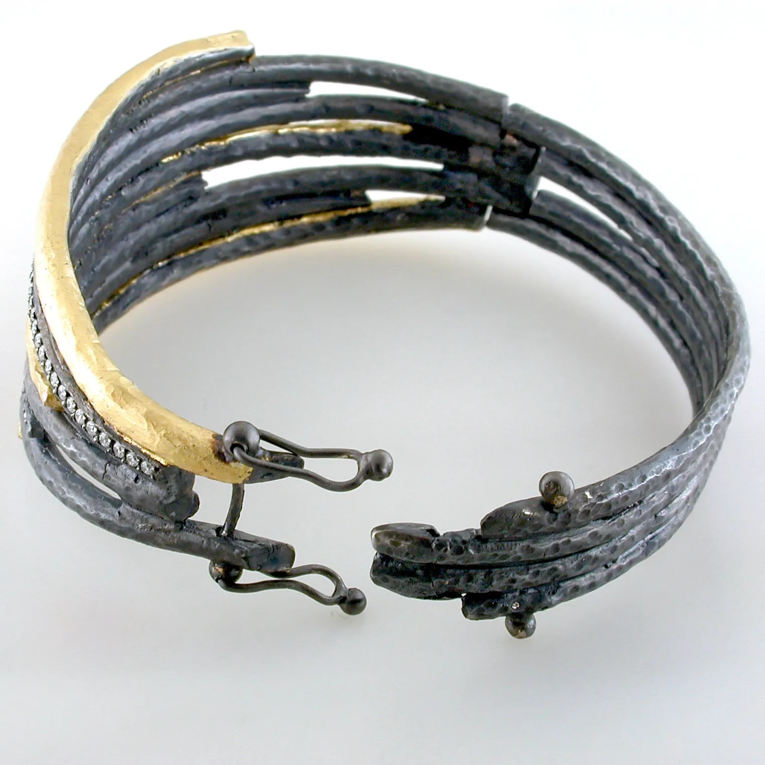 Lika Behar Zebra Diamond Bracelet in 24K Gold & Oxidized Silver