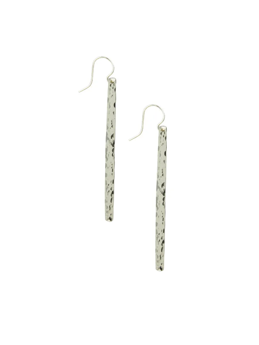 Long Hammered Bar Earrings