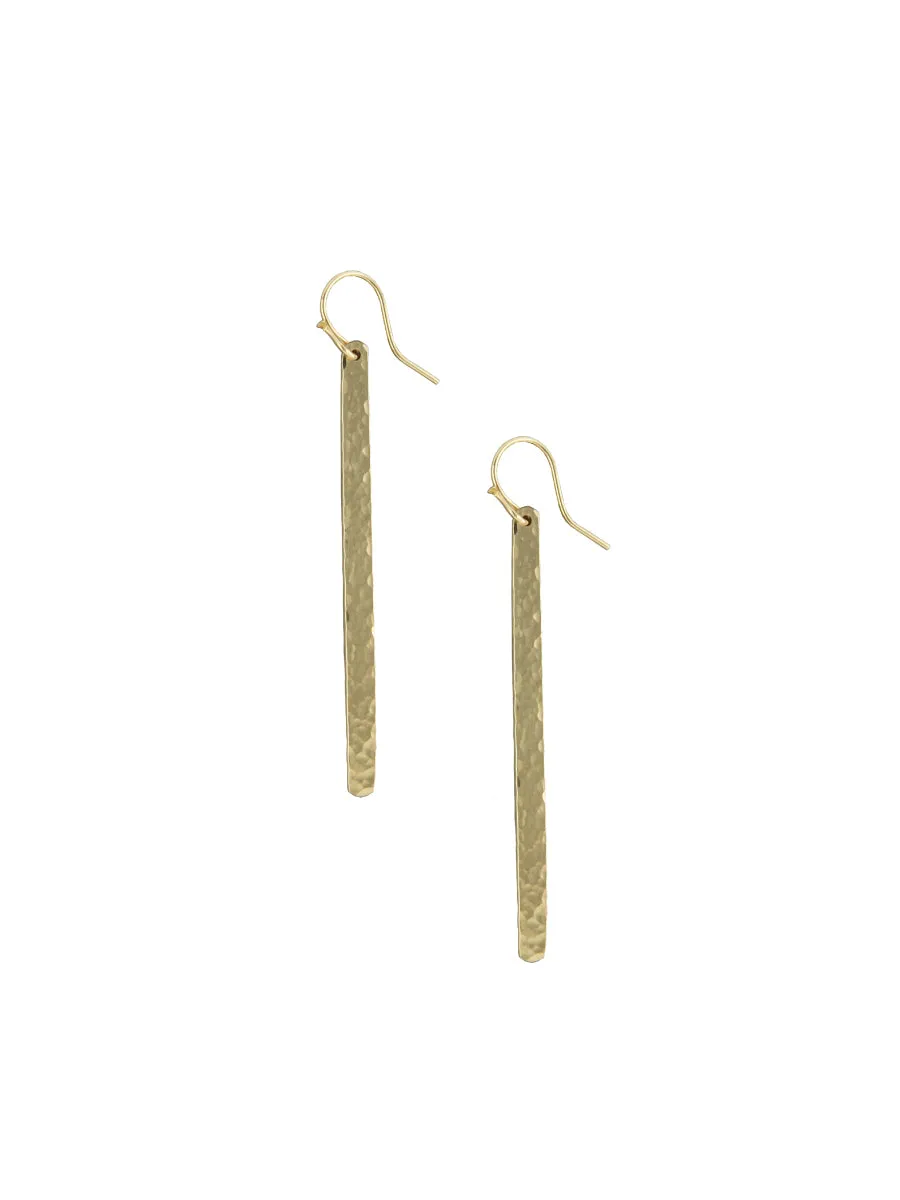 Long Hammered Bar Earrings