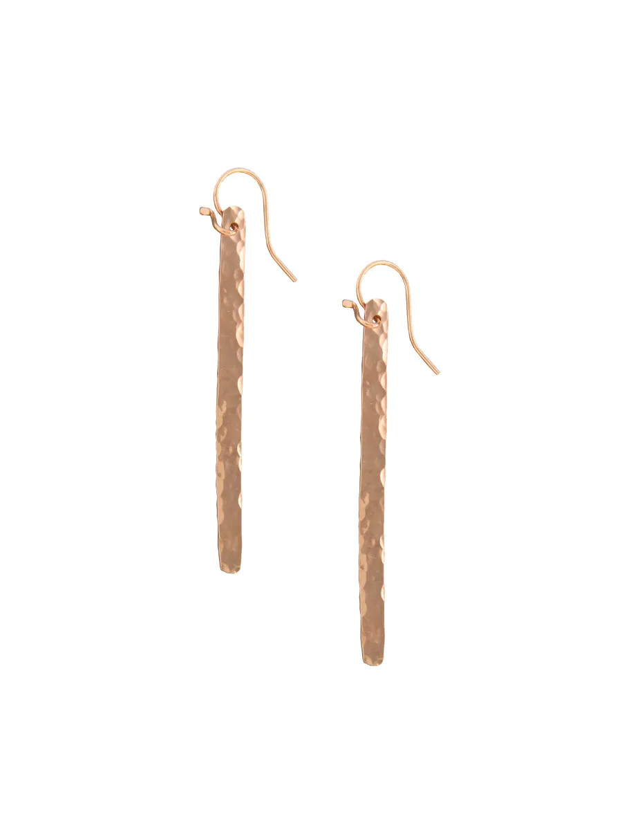 Long Hammered Bar Earrings