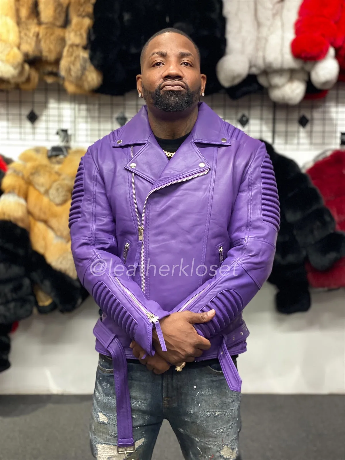 Men's Trey Biker Jacket Purple