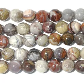 Mexican Laguna Lace Agate 10mm Round - 15-16 inch