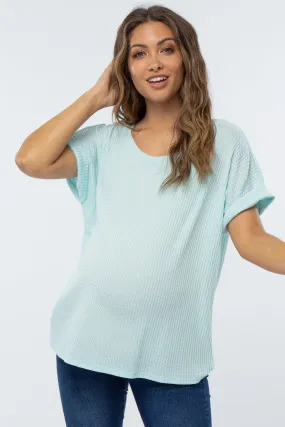 Mint Green Boxy Waffle Knit Maternity Top