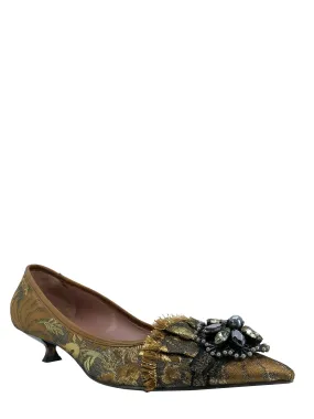 Miu MIu Jacquard Embellished Fabric Pumps Size 8.5