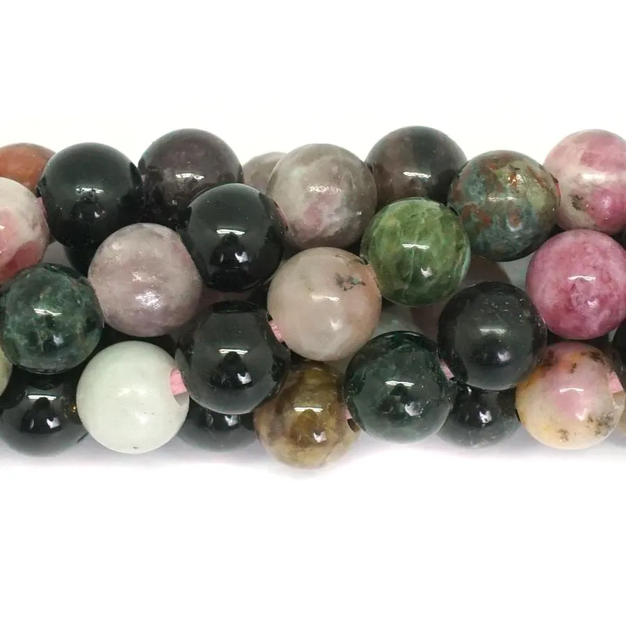 Multi Tourmaline 8mm Round Large Hole Beads - 8-inch