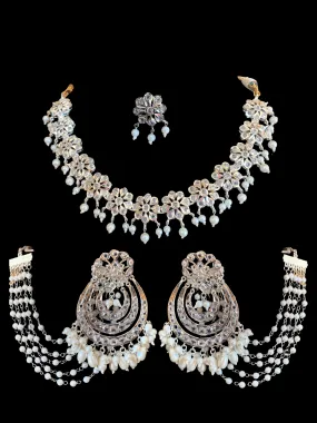 NS193 Malavika necklace set in silver plating   ( READY TO SHIP )