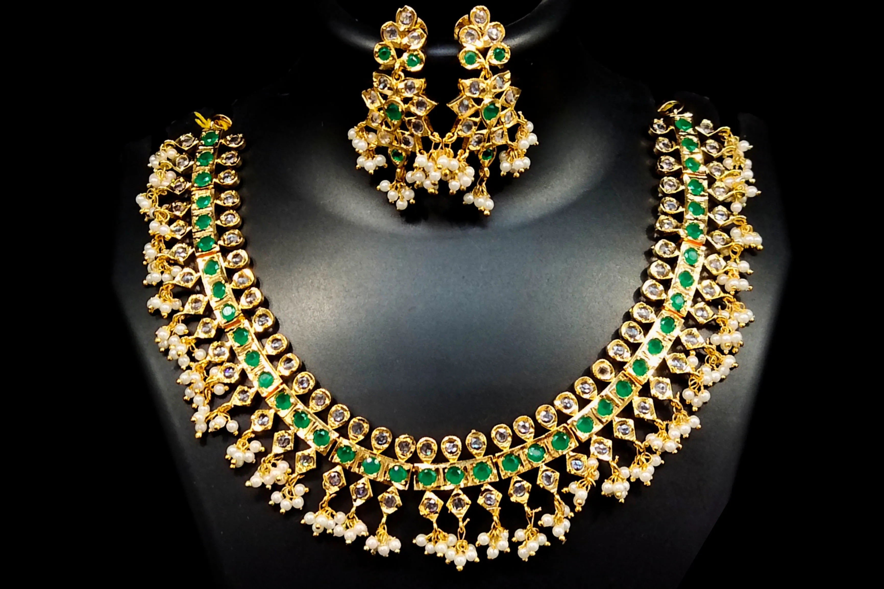 One Gram Gold  Polki Guttapusalu Necklace set By Asp Fashion Jewellery