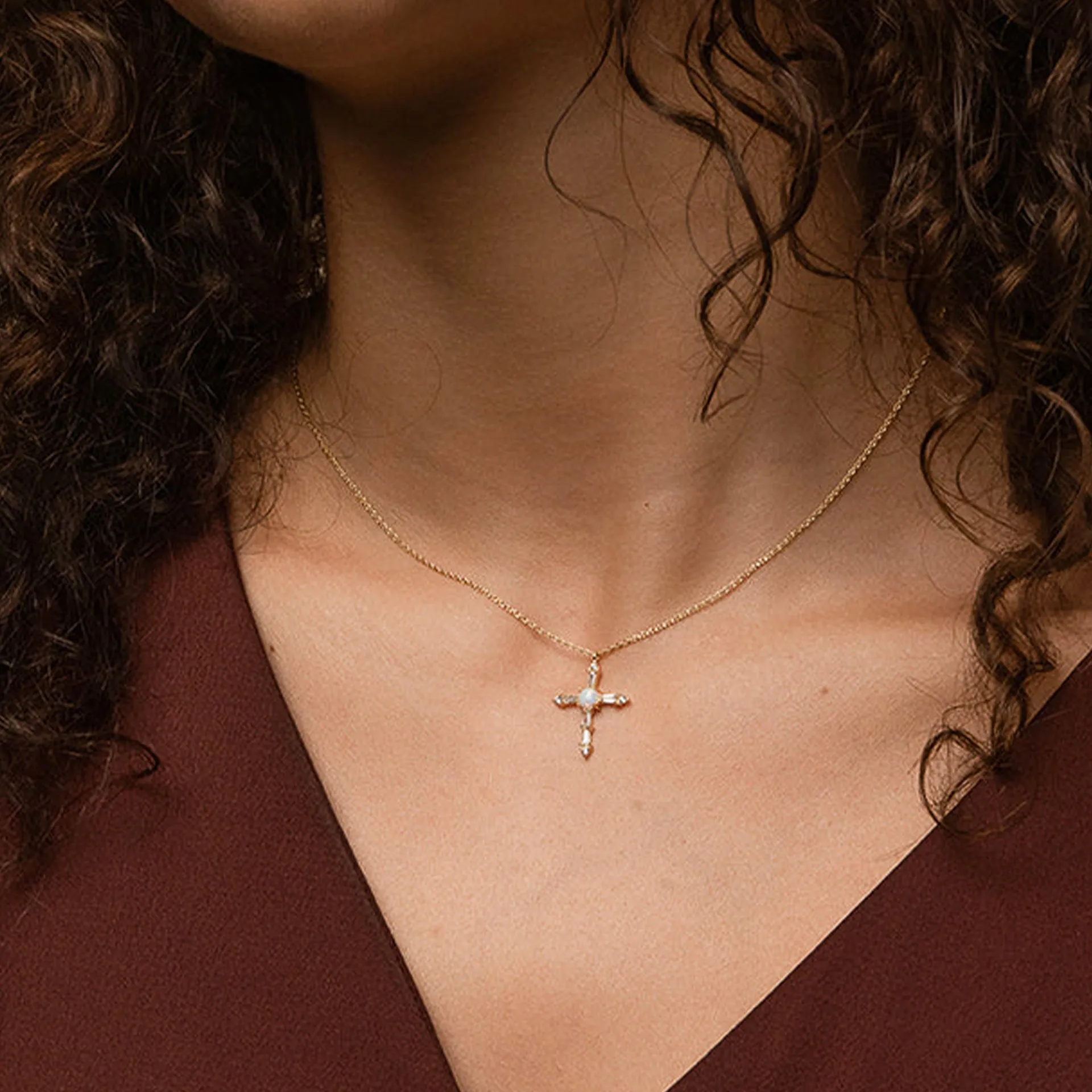 Opal Cross Necklace