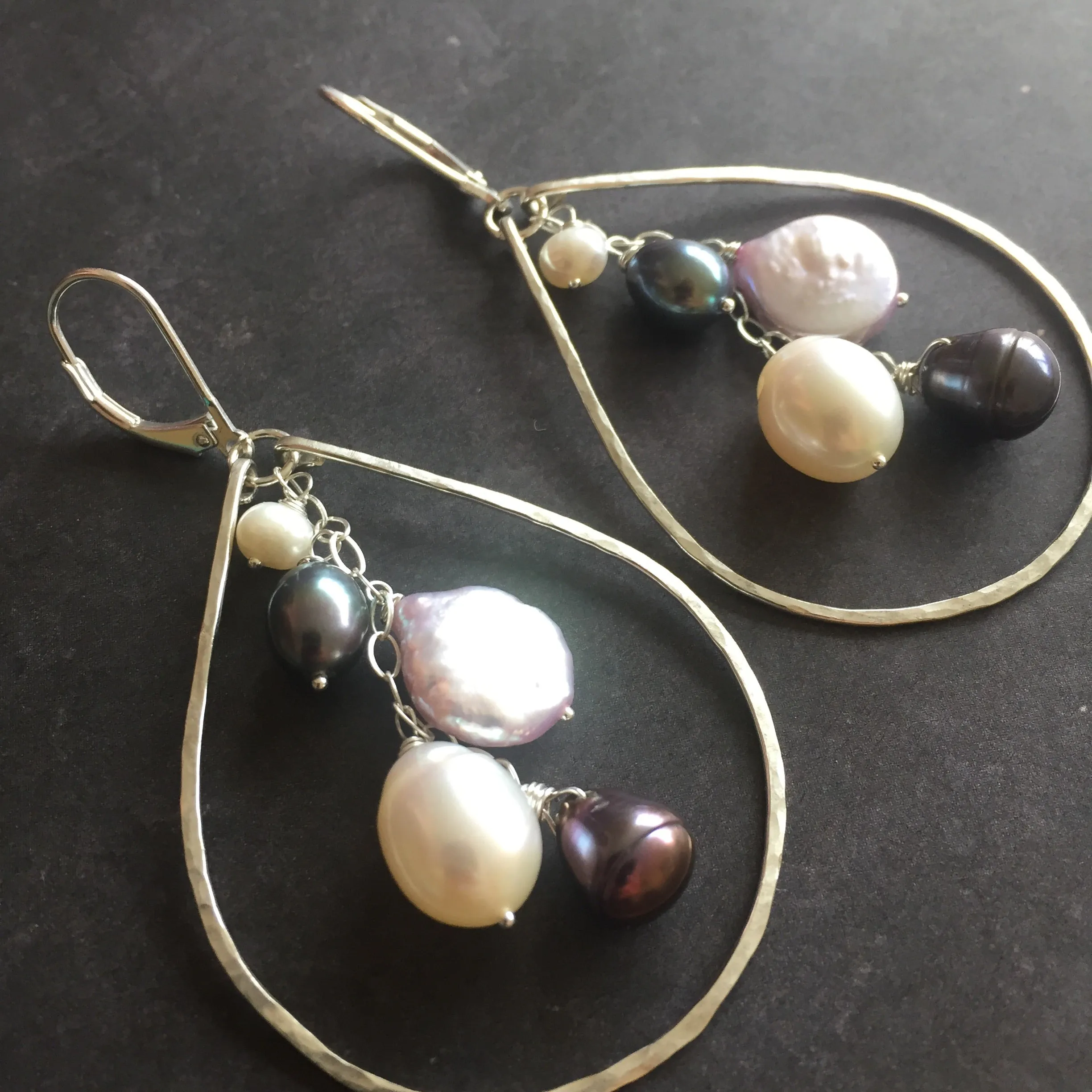 Pearlicious Multi-pearl Hoops Metal options available by request