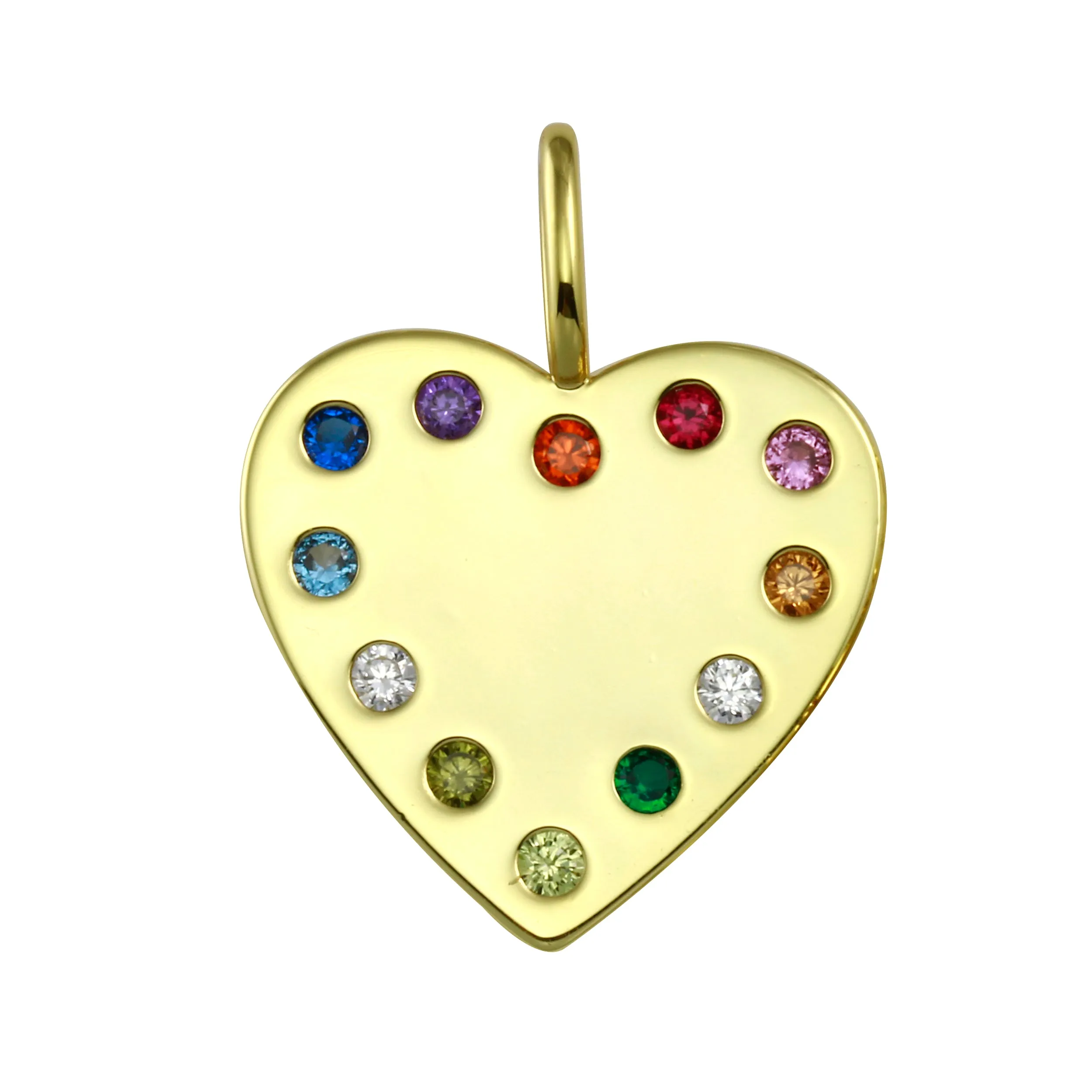 Rainbow Stones Heart Charm