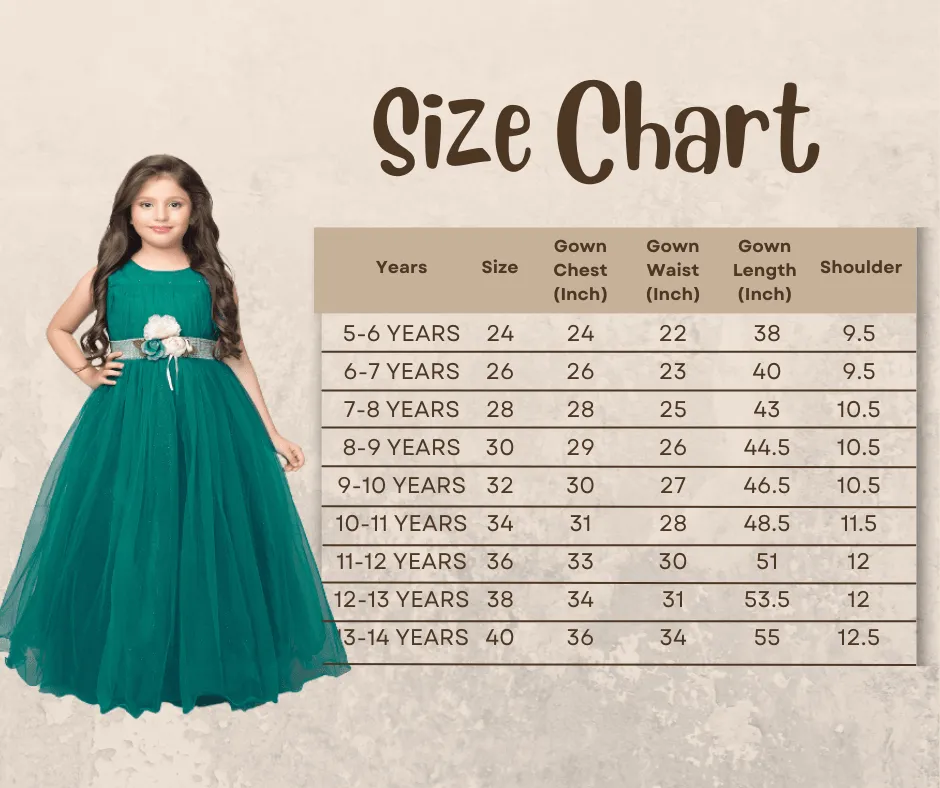 Rama Green Coloured Simple Imported Net Gown For Girls