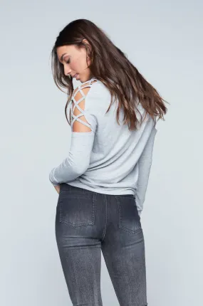 Relaxed Lace-up Top - Grey Mix