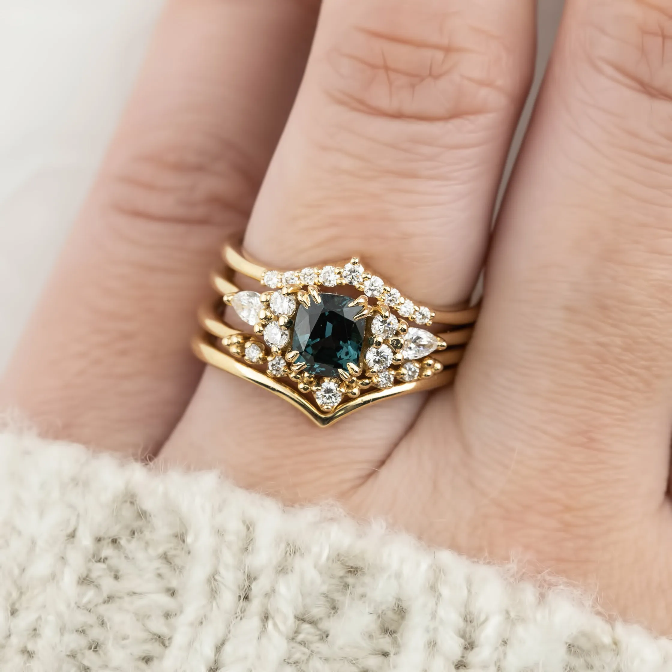 Remi Ring 0.96ct Teal Blue Montana Sapphire, 14K Yellow Gold (One of a kind)