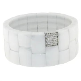 Roberto Demeglio Domino White Ceramic Double Row Bracelet with Diamonds