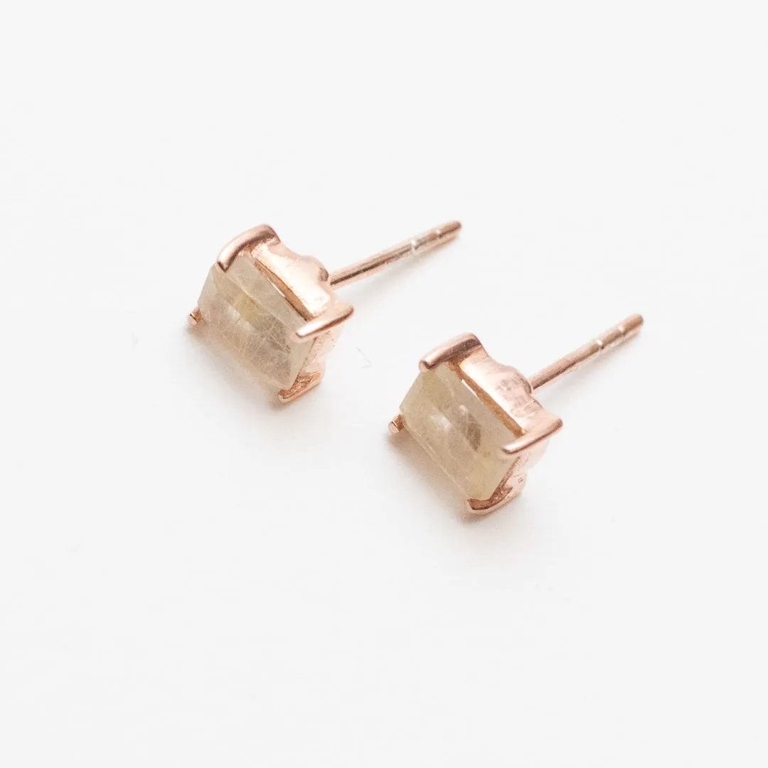 Rose Gold Plated Baguette Stone Studs