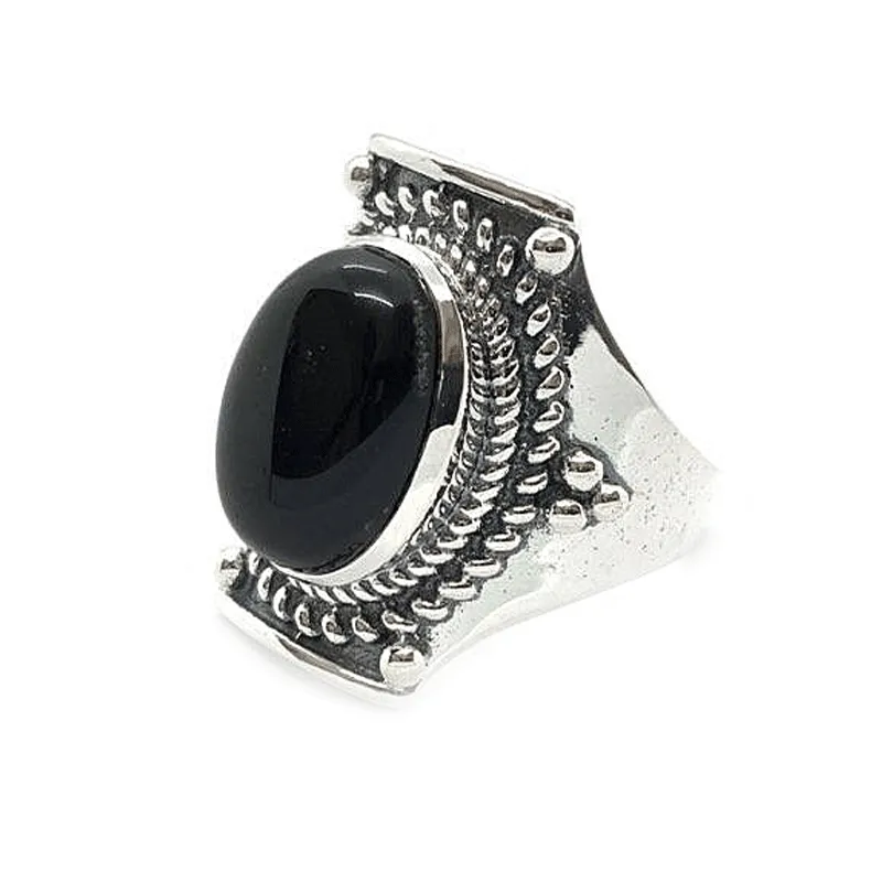 Saddle Black Onyx Bohemian Ring