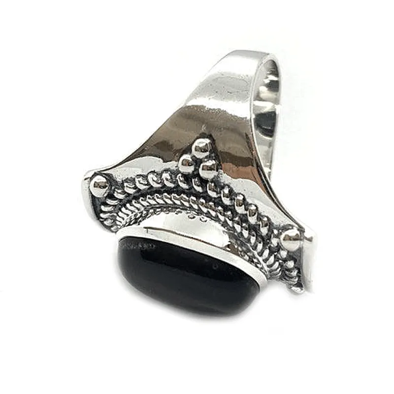 Saddle Black Onyx Bohemian Ring