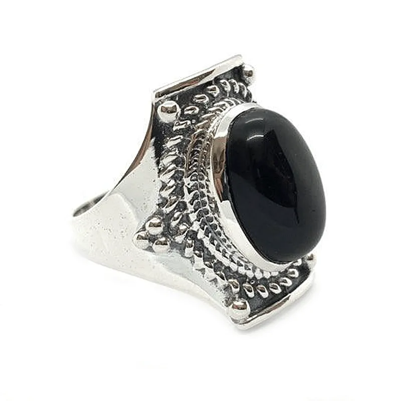 Saddle Black Onyx Bohemian Ring