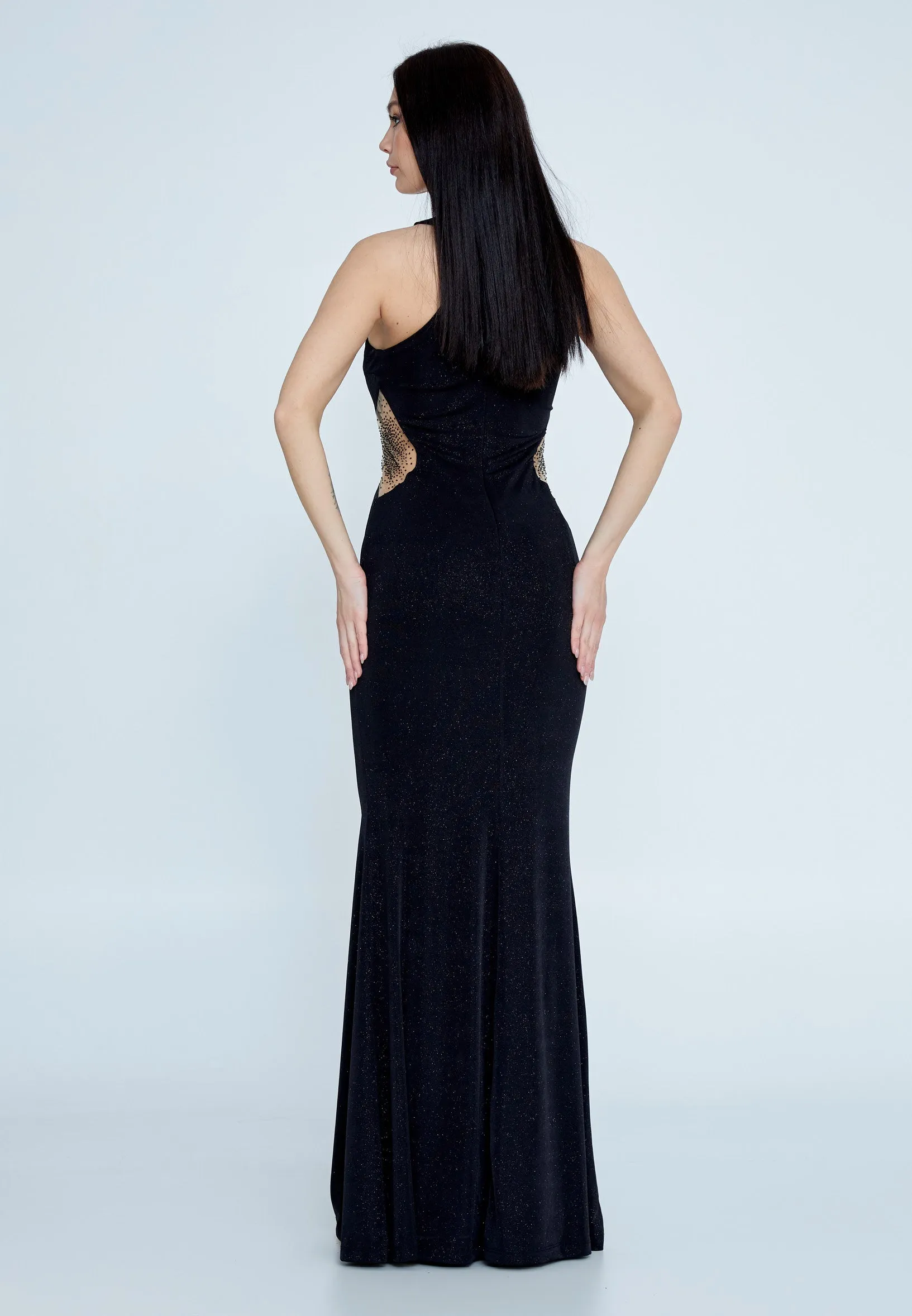 Stretchy long dress in black