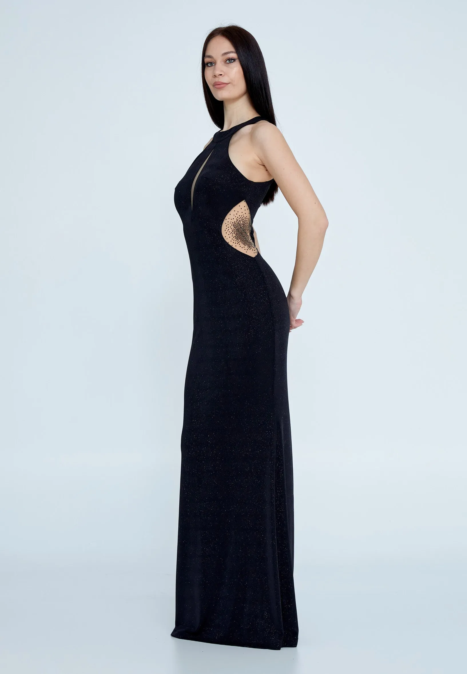 Stretchy long dress in black