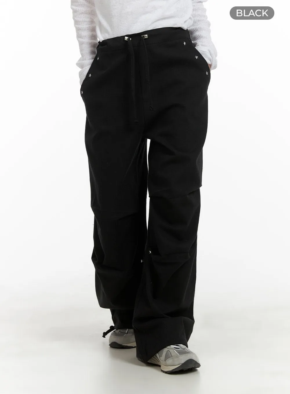 Stud String Wide Cargo Pants CA404