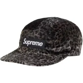 Supreme Leopard Velvet Camp Cap Black