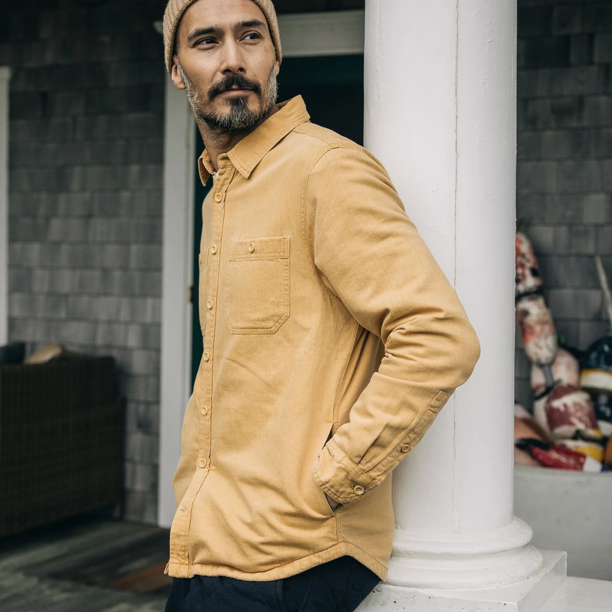 The Lined Utility Shirt in Wheat Denim