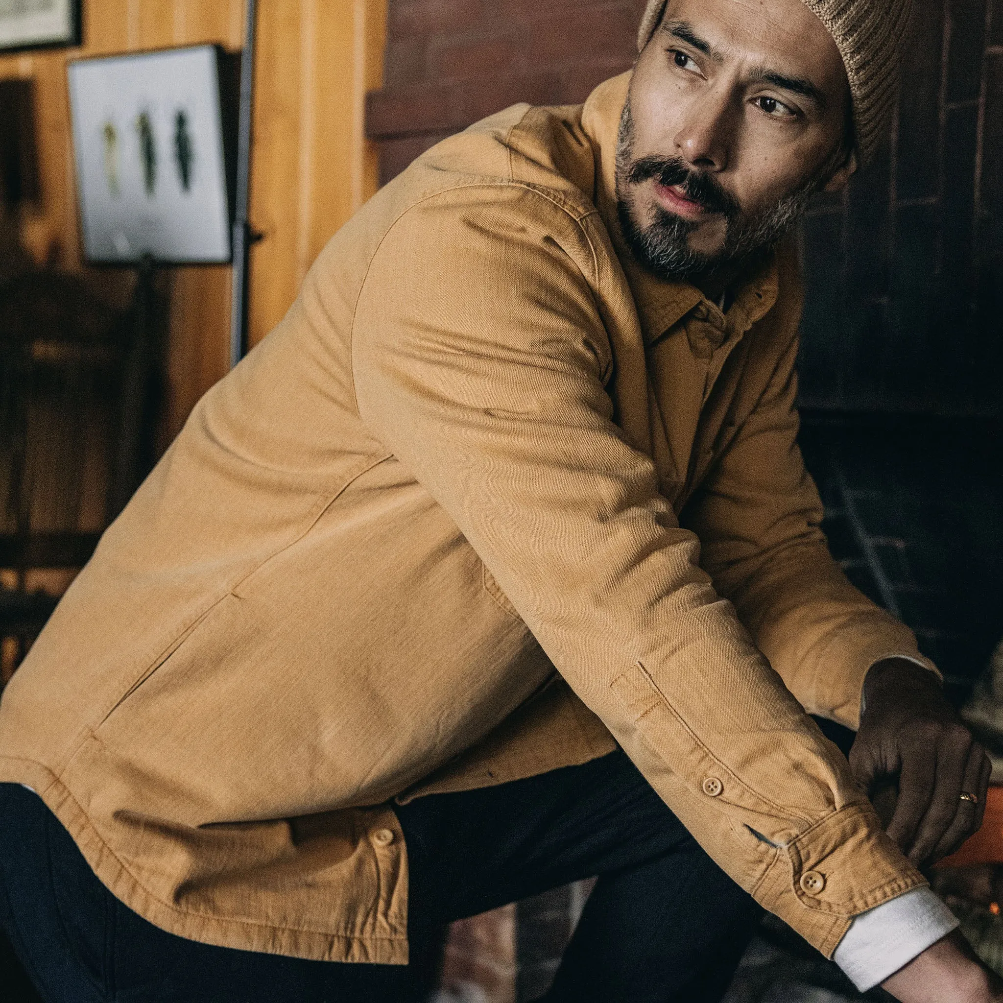 The Lined Utility Shirt in Wheat Denim