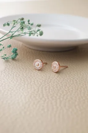 Tiny Mother Of Pearl Circlet Rose Gold Plated Sterling Silver Stud Earrings