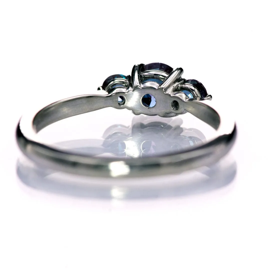 Tracy - Three Stone Prong Set Engagement Ring with Round Side Stones - Setting only